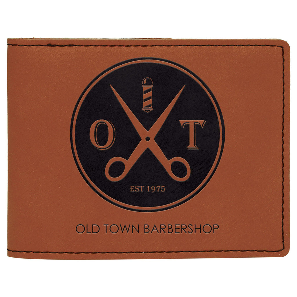 Rawhide 4 1/2" x 3 1/2" Laserable Leatherette Bifold Wallet