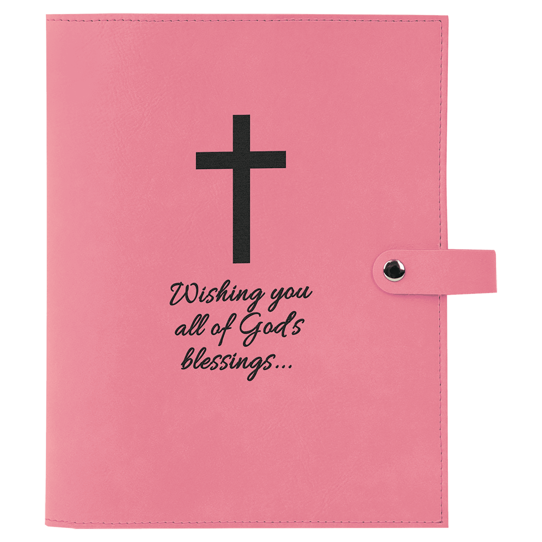 Pink 6 1/2" x 8 3/4" Leatherette Book/Bible Cover with Snap Closure