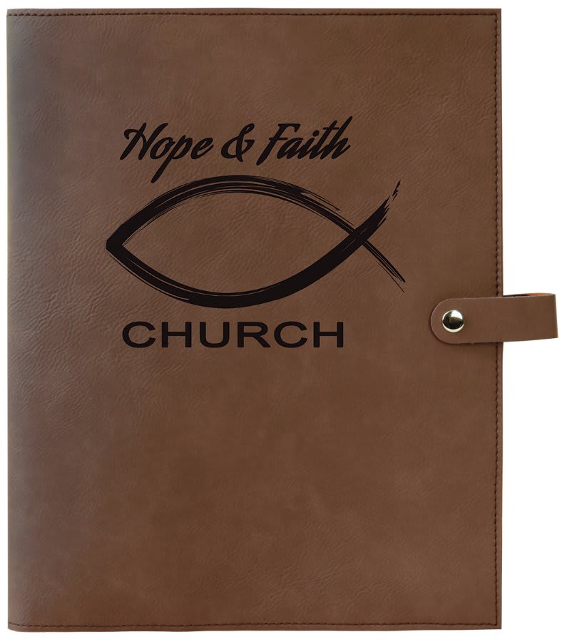 Dark Brown 8 3/4" x 11" Leatherette Book/Bible Cover with Snap Closure