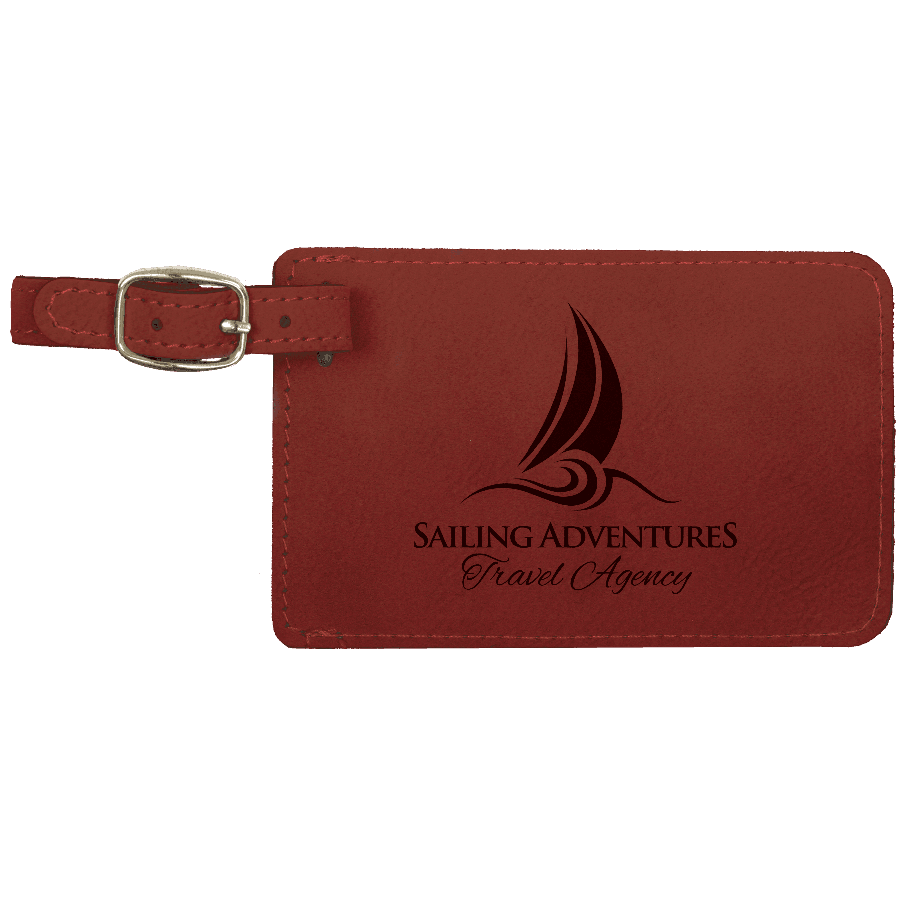 4 1/4" x 2 3/4" Rose Laserable Leatherette Luggage Tag