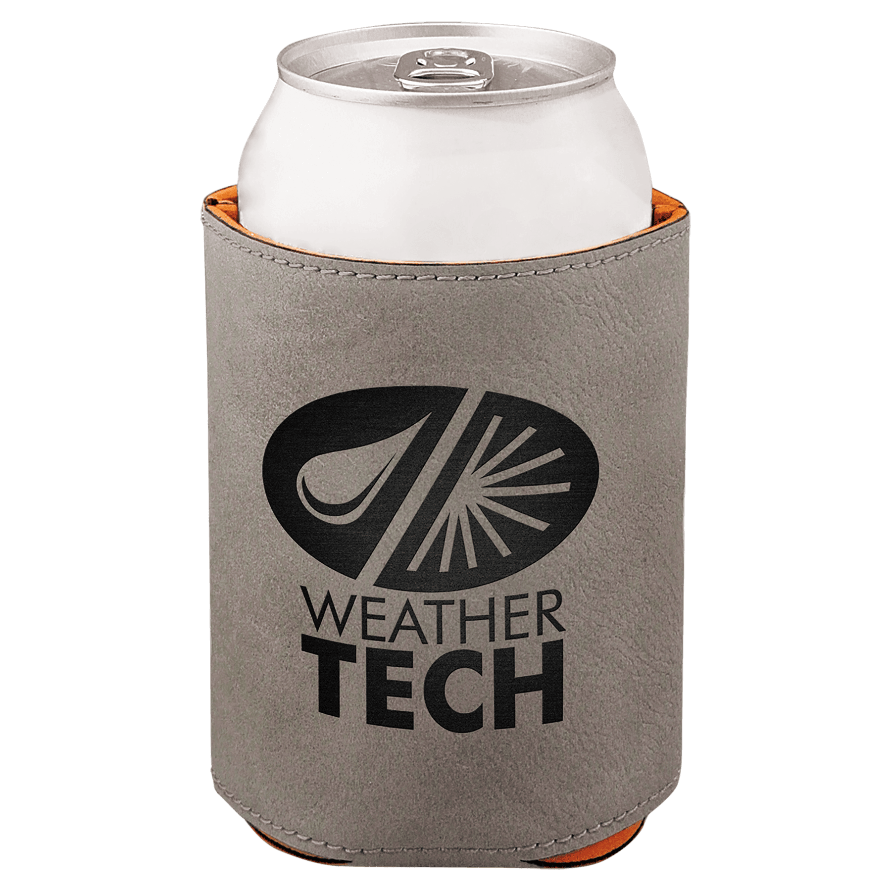 Gray 3 3/4" Laserable Leatherette Beverage Holder