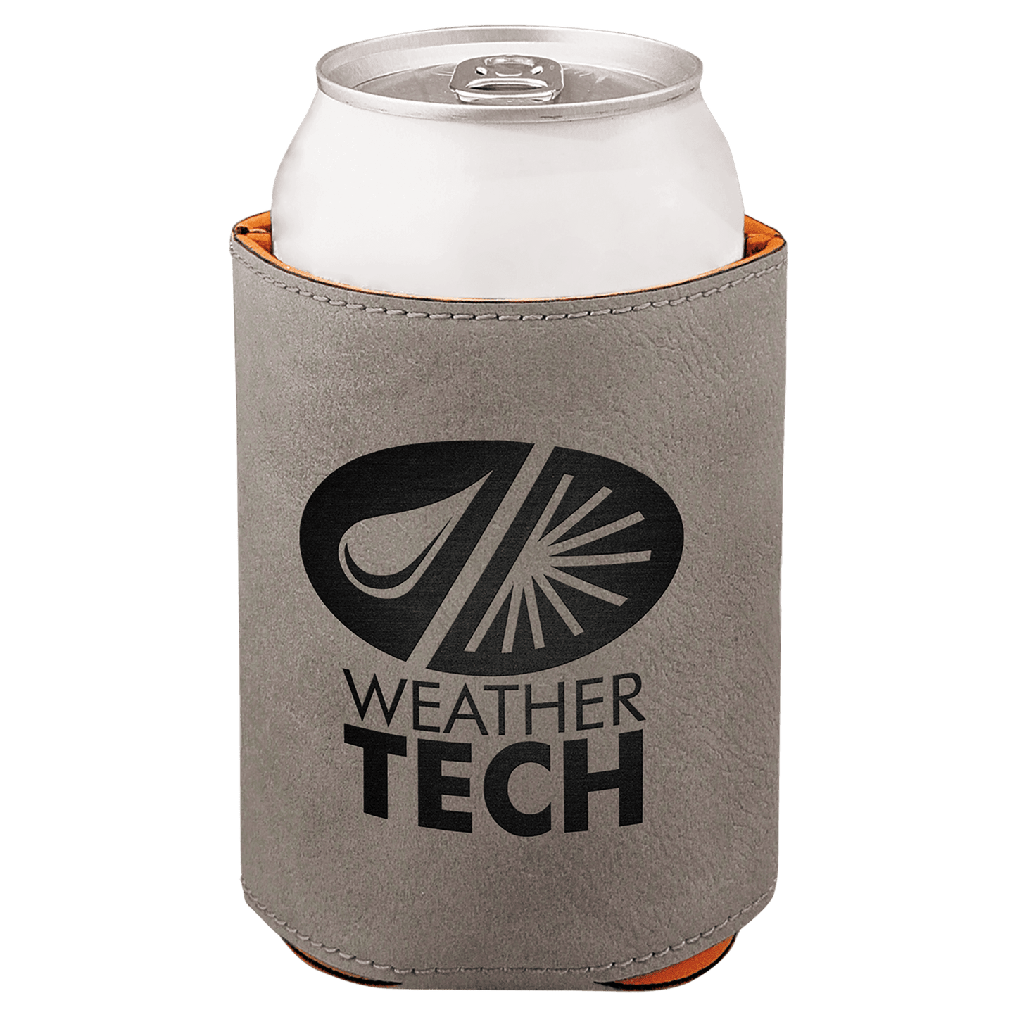 Gray 3 3/4" Laserable Leatherette Beverage Holder