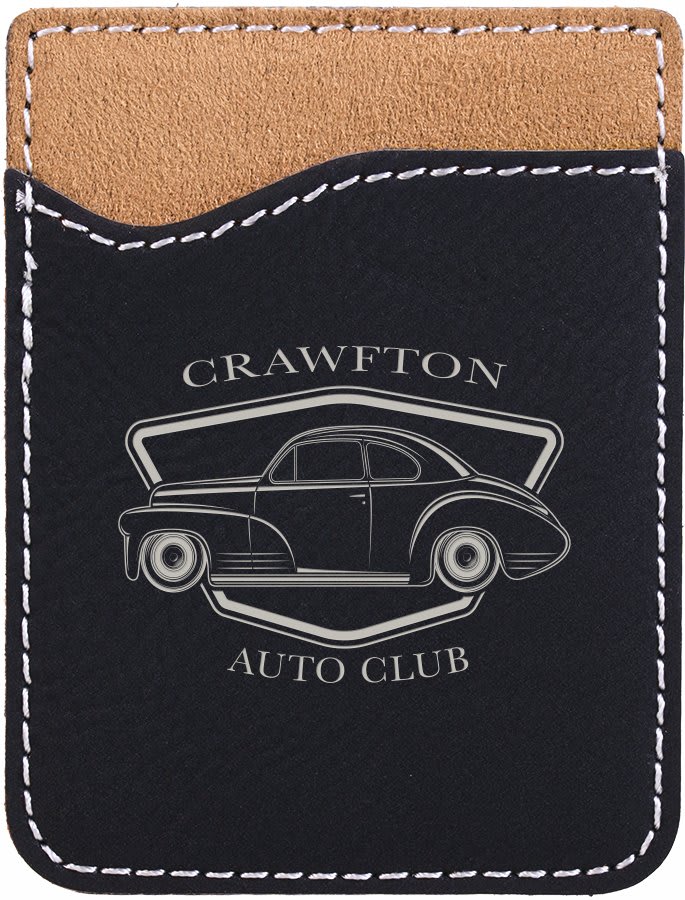 Black/Silver Laserable Leatherette Phone Wallet