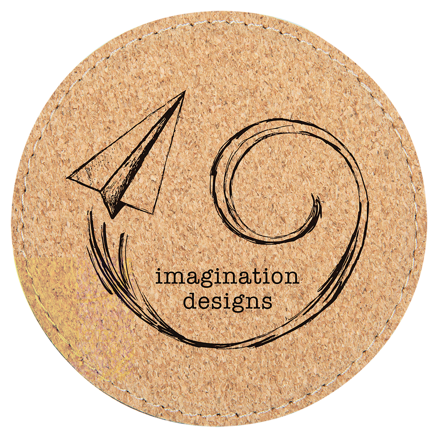 Cork 4" Round Laserable Leatherette 6-Coaster Set