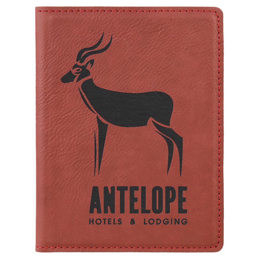 4 1/4" x 5 1/2" Rose Laserable Leatherette Passport Holder