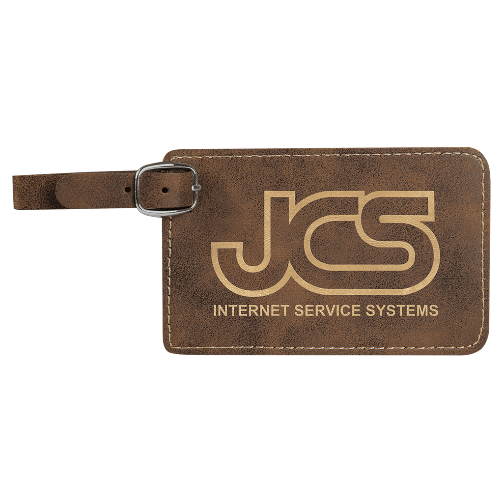 Rustic/Gold 4 1/4" x 2 3/4" Laserable Leatherette Luggage Tag