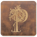 4" x 4" Square Rustic/Gold Laserable Leatherette Coaster