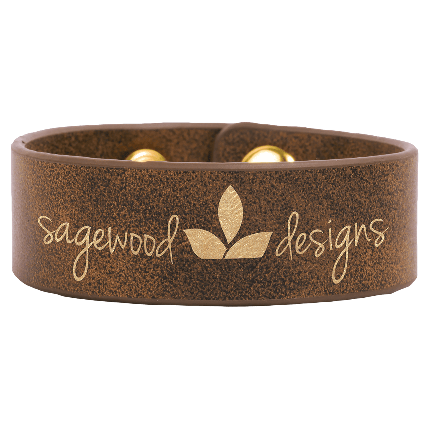 Rustic/Gold 9 1/2" x 1" Laserable Leatherette Cuff Bracelet