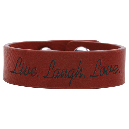 8 1/2" x 3/4" Rose Laserable Leatherette Youth Cuff Bracelet