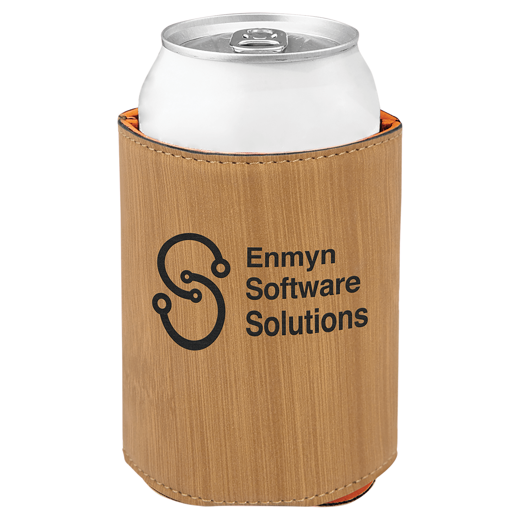 Bamboo 3 3/4" Laserable Leatherette Beverage Holder