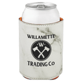 3 3/4" White Marble Laserable Leatherette Beverage Holder