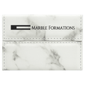 3 3/4" x 2 3/4" White Marble Laserable Leatherette Hard Business Card Holder