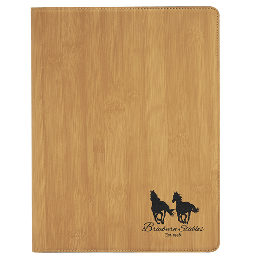 9 1/2" x 12" Bamboo Laserable Leatherette Portfolio with Notepad