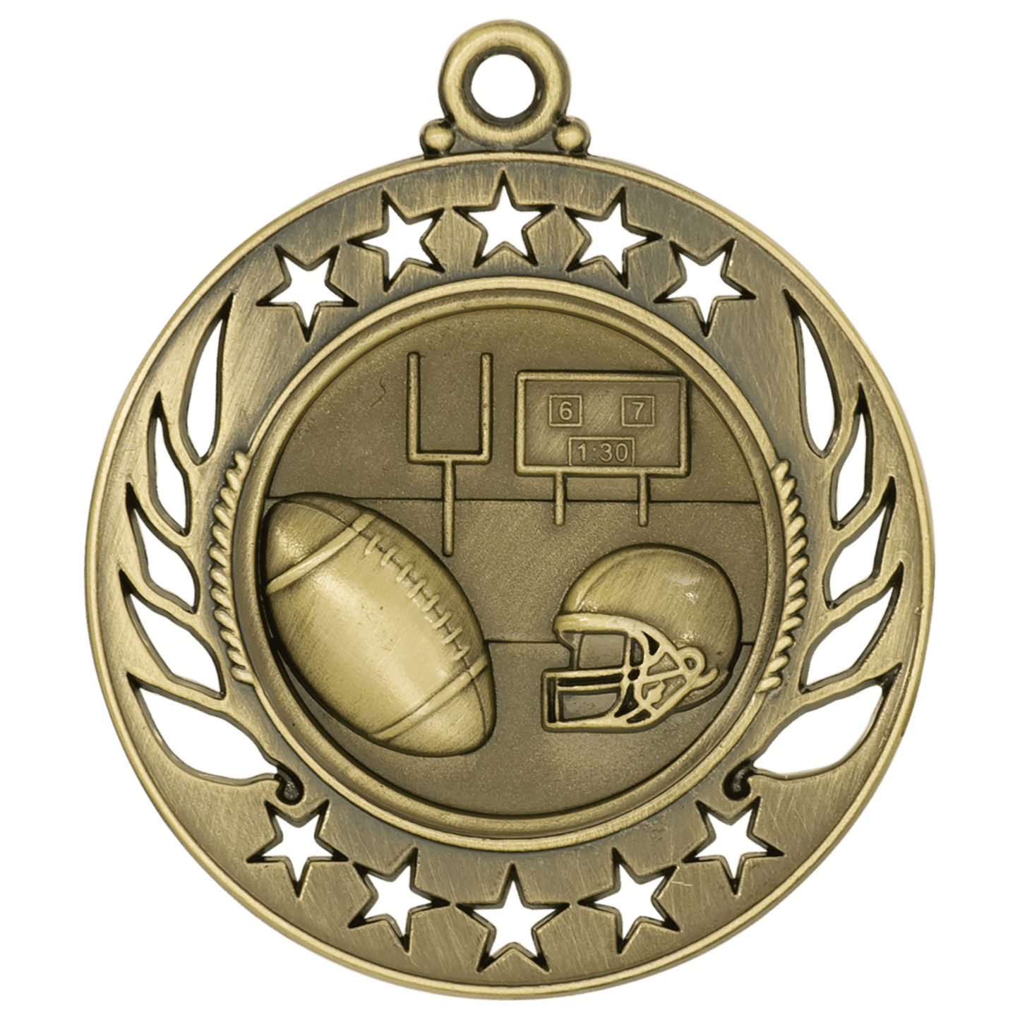 Antique Gold 2 1/4" Football Galaxy Medal