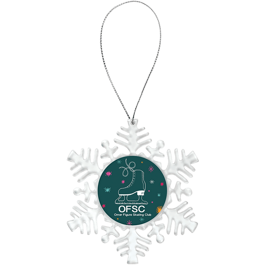 2-Sided Clear Plastc Snowflake Ornament with Silver String