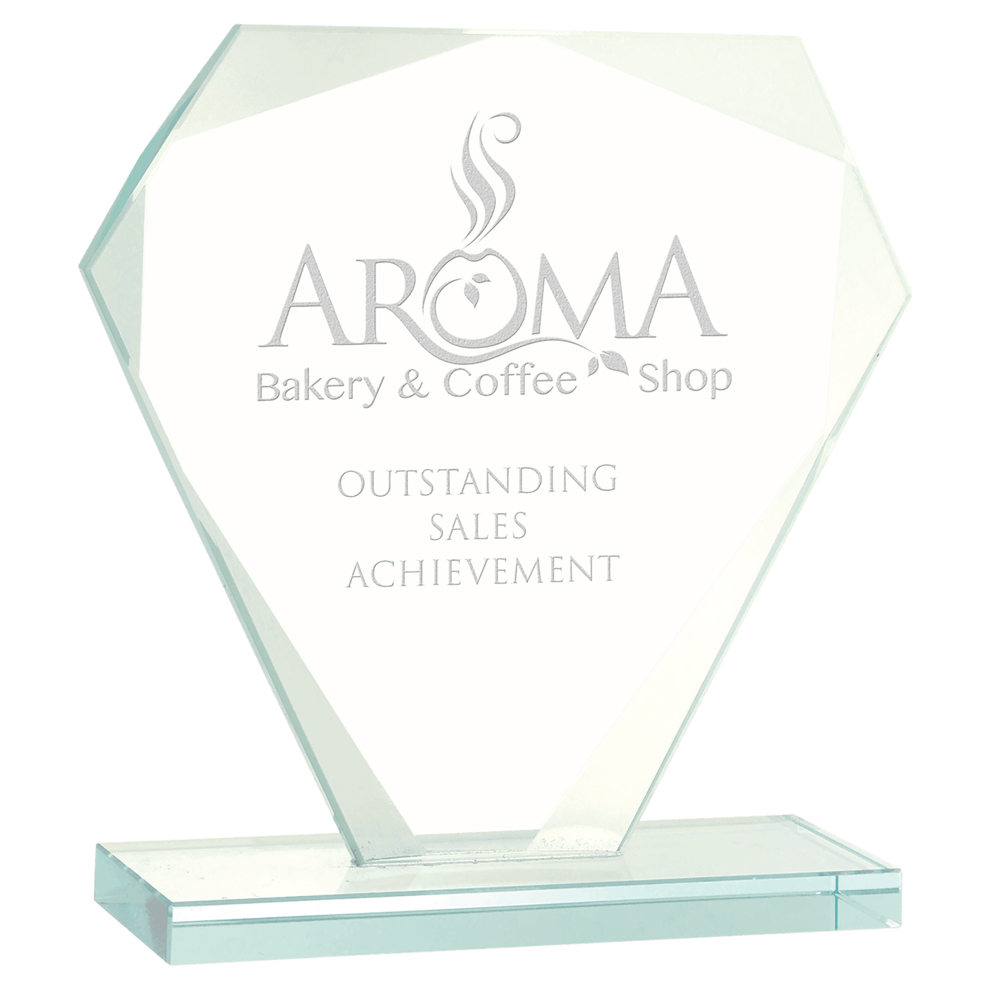 5 1/2" Cut Diamond Jade Glass Award