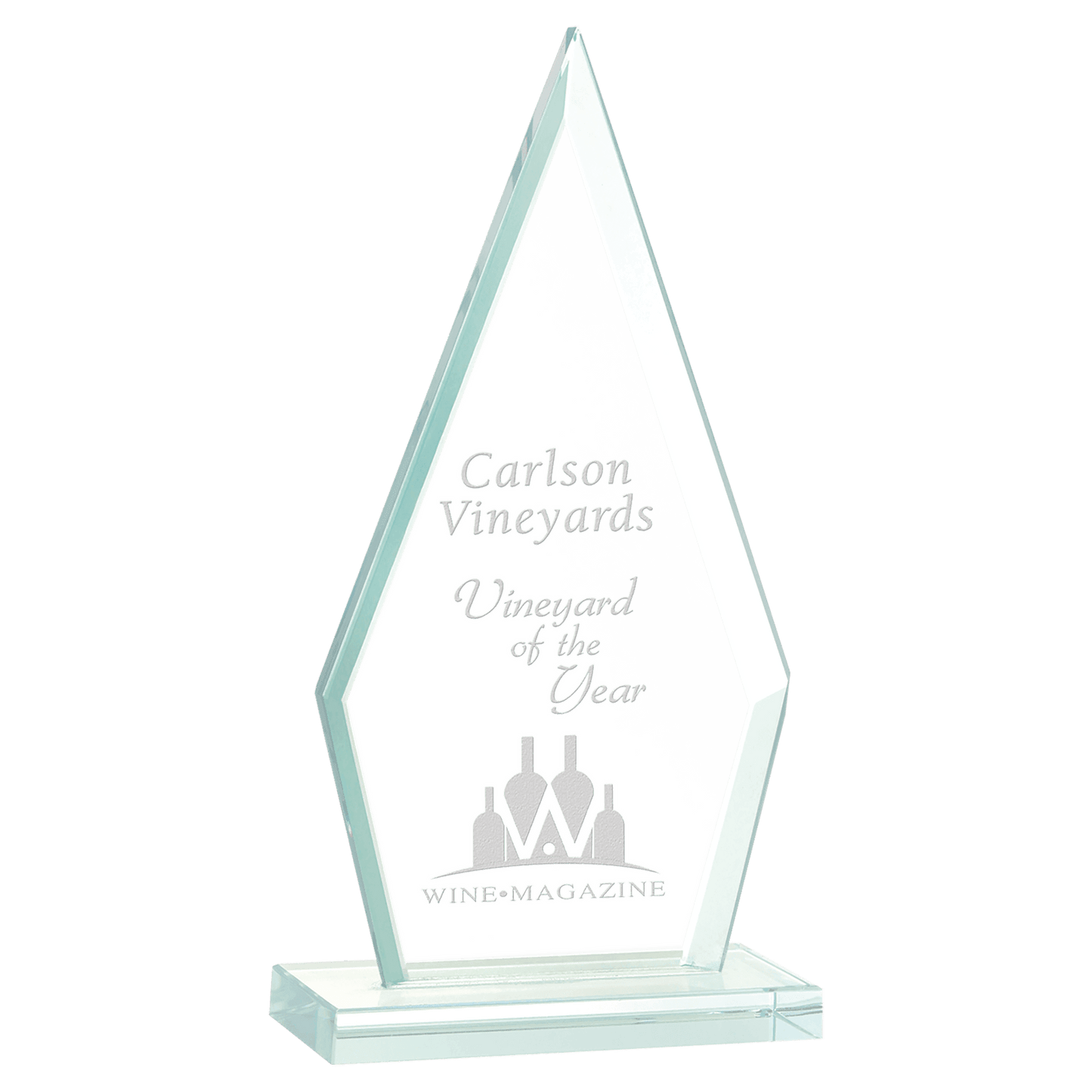 8 1/2" Triangle Jade Glass Award