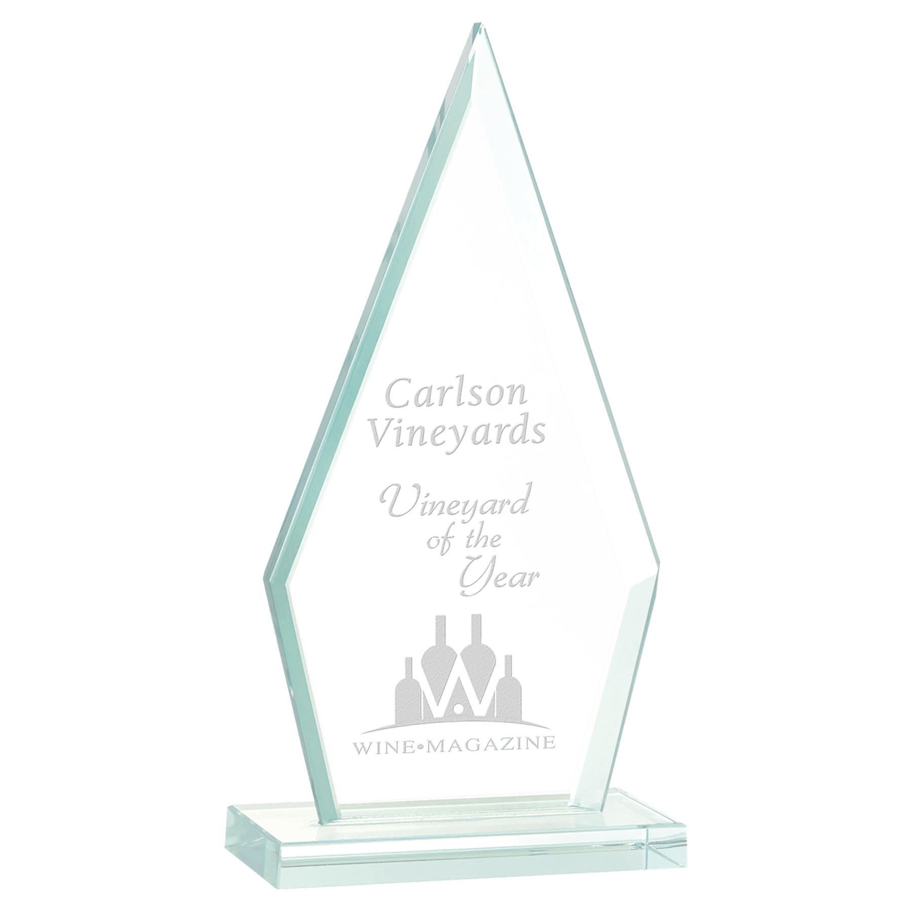 8 1/2" Triangle Jade Glass Award