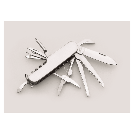 3/4" x 3 1/2" 11-Function Stainless Steel Pocket Knife
