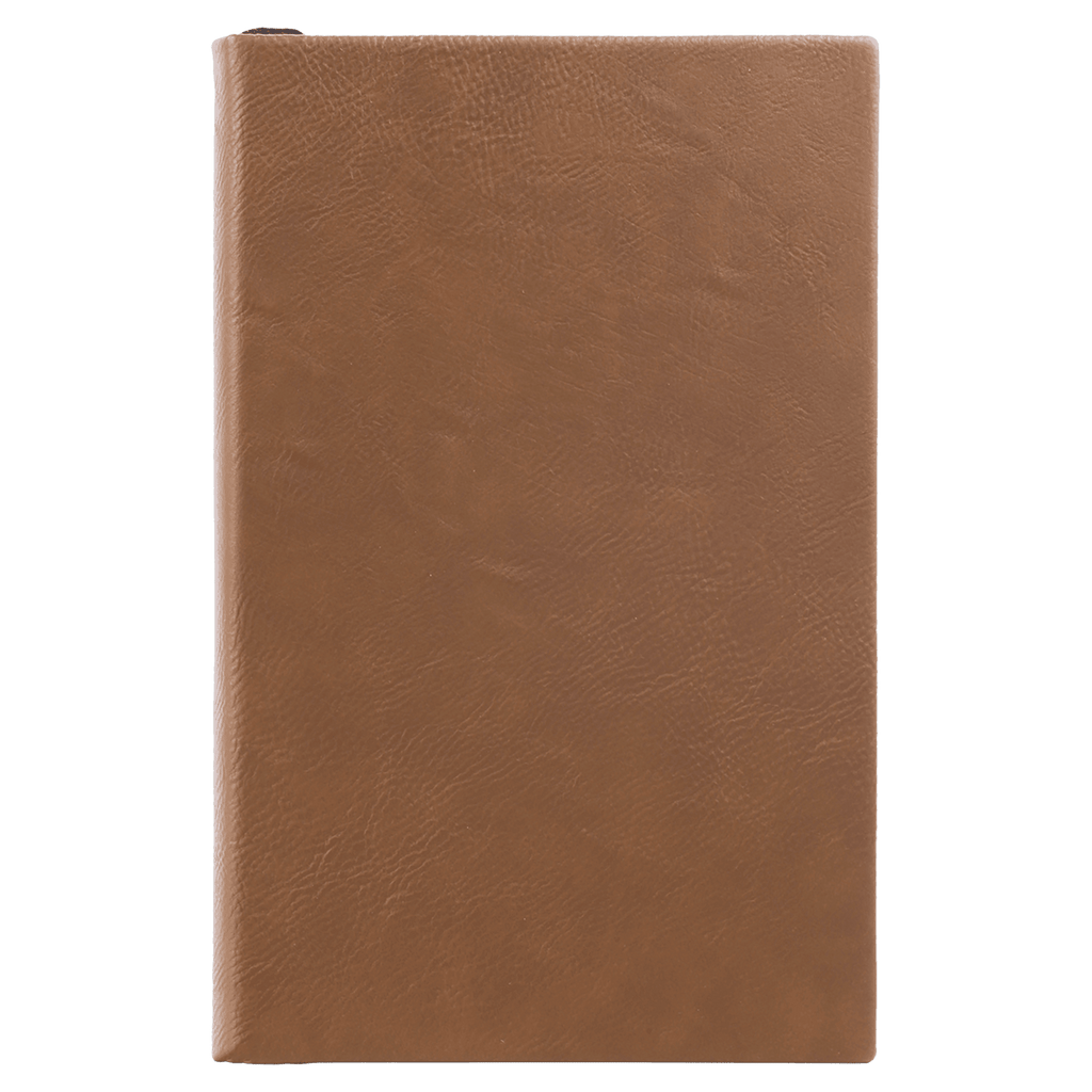 Dark Brown 5 3/8" x 8 1/4" Light Brown Leatherette 110 Page Bound Journal with Ribbon Bookmark