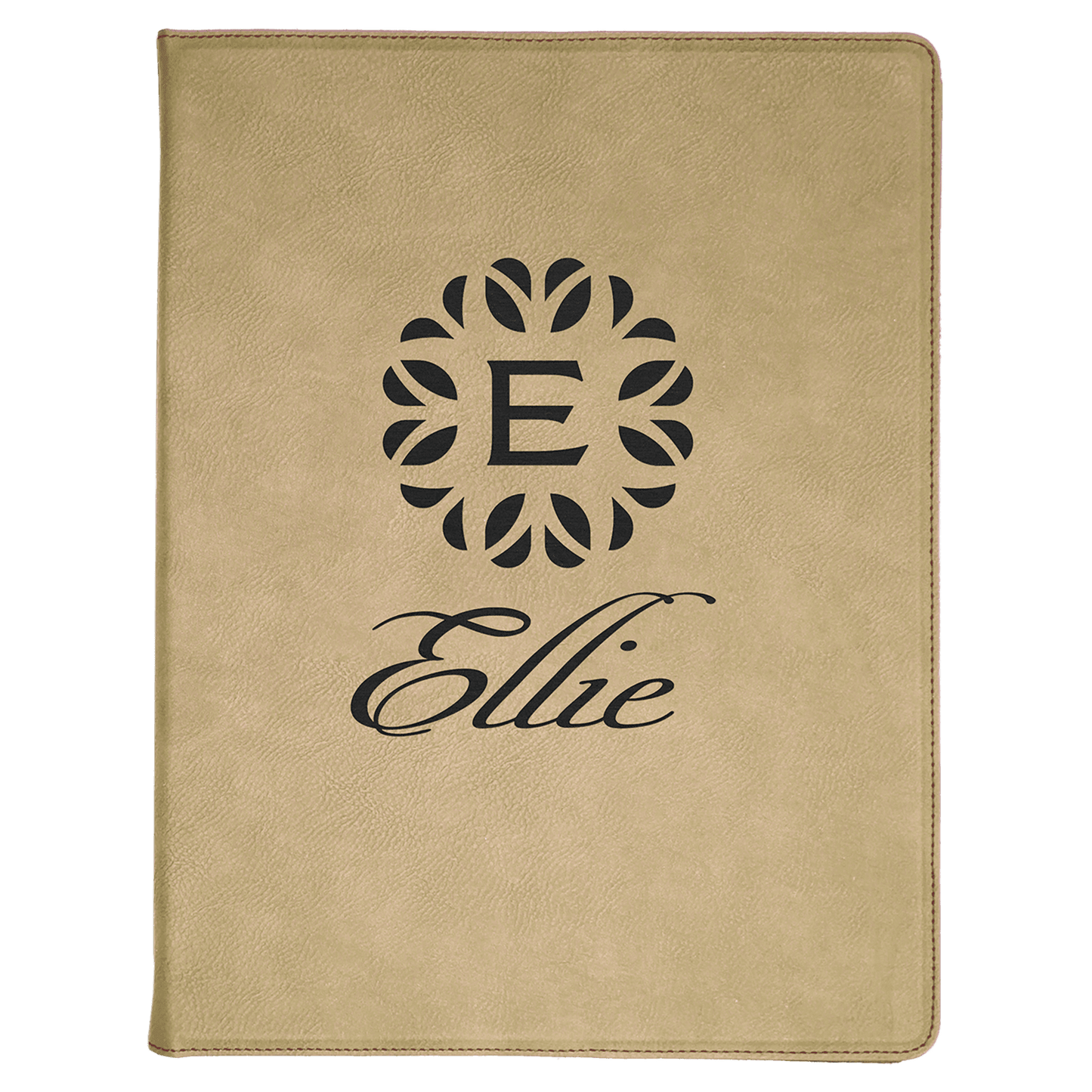 Light Brown 9 1/2" x 12" Light Brown Laserable Leatherette Portfolio with Lined Pad