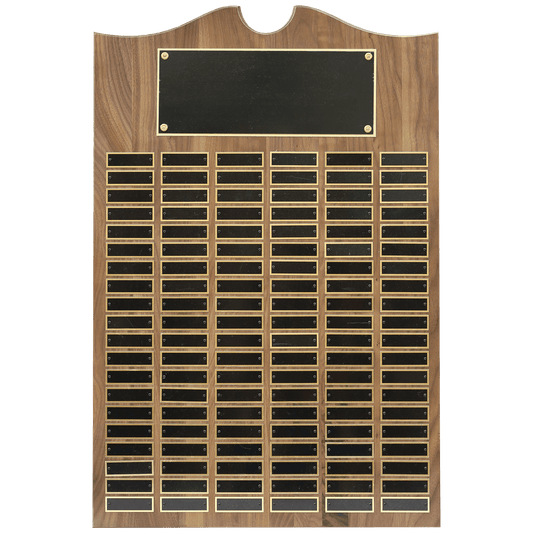 20" x 30" American Walnut Roster Plaque w/ 120 Plates