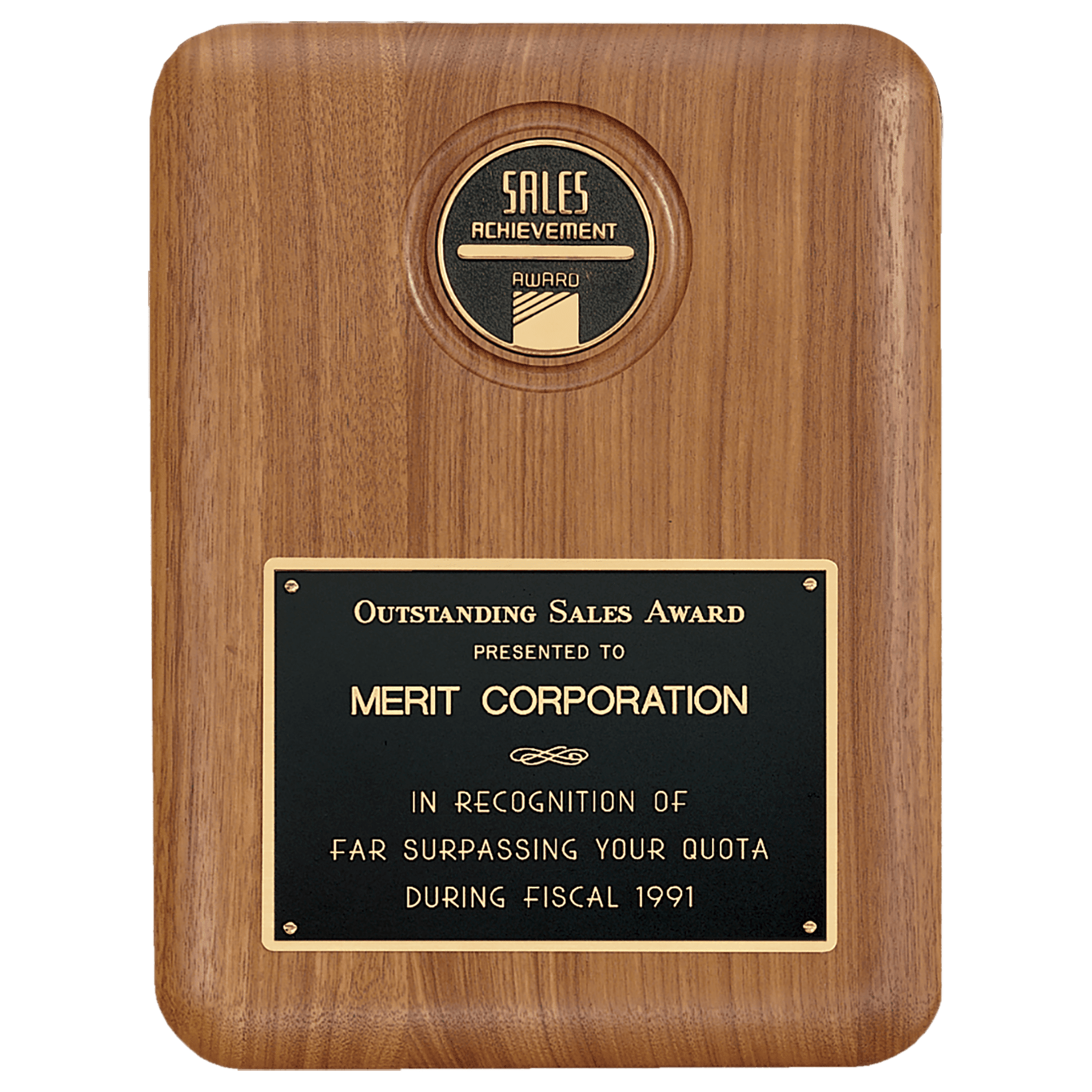 7" x 8" American Walnut CAM Plaque with Black Brass Plate (Medallion Sold Separately)