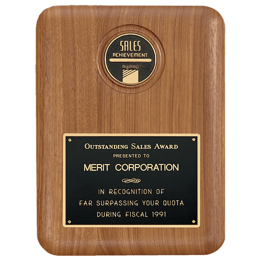 7" x 8" American Walnut CAM Plaque with Black Brass Plate (Medallion Sold Separately)