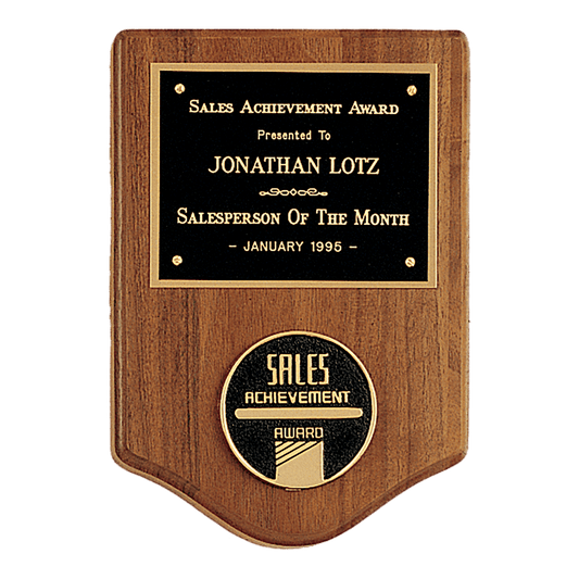 5 3/8" x 8 1/8" American Walnut CAM Plaque with Black Brass Plate  (Medallion Sold Separately)
