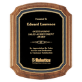 Walnut Plaque with Black/Gold Florentine Border Textured Black 10 1/2" x 13" American Plate