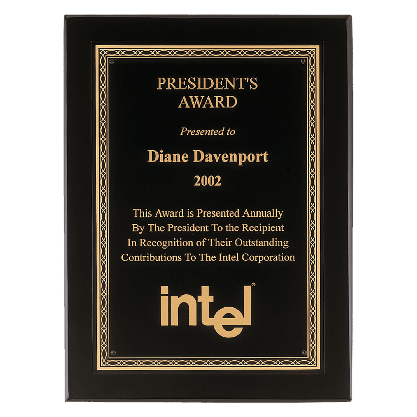 Black Piano Finish Plaque with Gold Florentine Border Laserable Black Brass 9" x 12" Airflyte Premium Plate