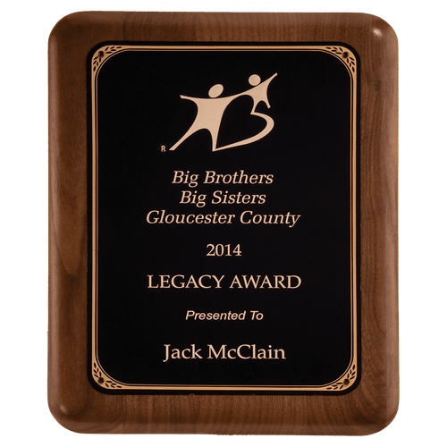 10 1/2" x 13" American Walnut Plaque with Gold Border Black LaserFX Plate