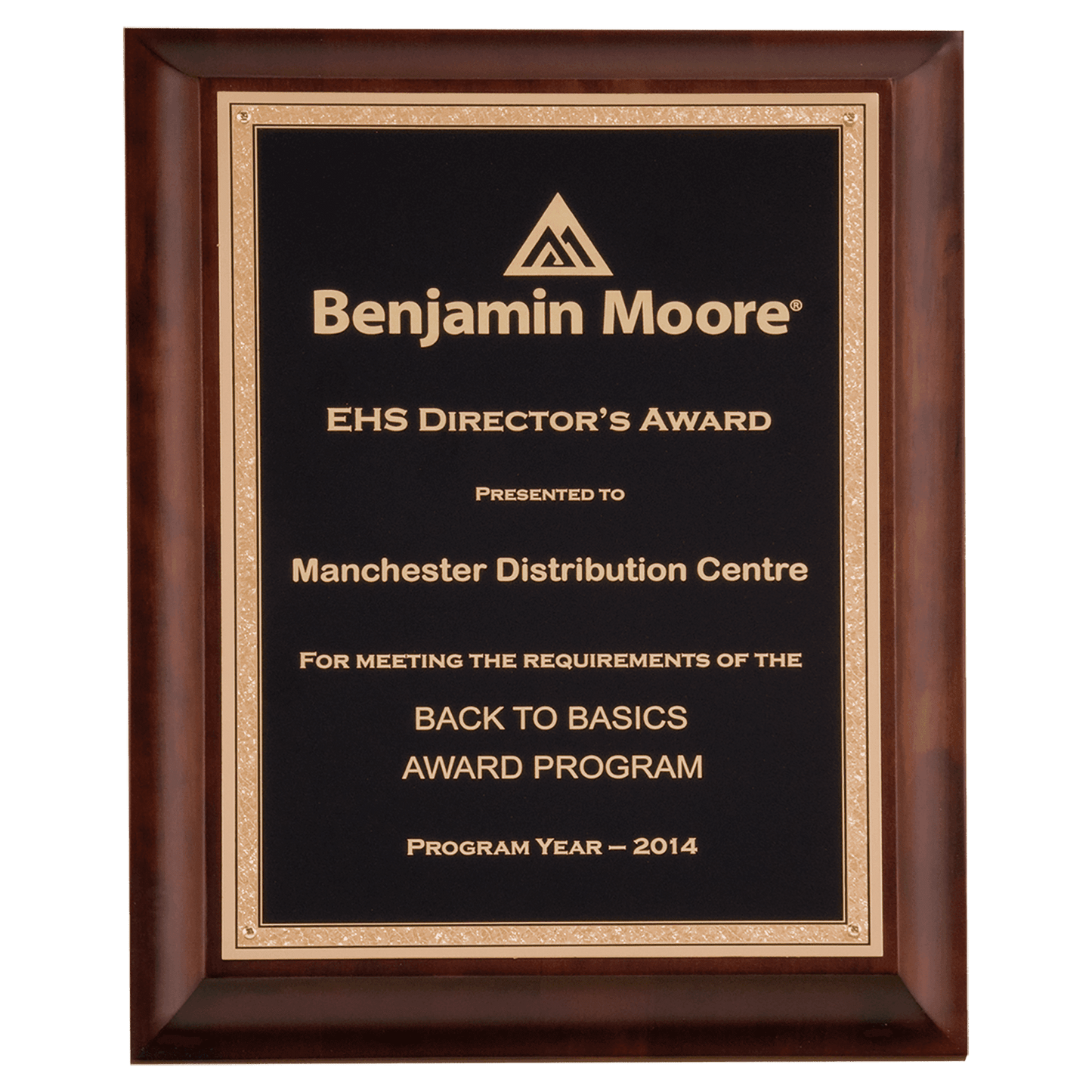 Cherry Finish Plaque with Black Gold 2 9" x 12" Hand Rubbed Florentine Border LaserFX Plate