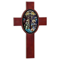 8" x 13 5/8" Rosewood Piano Finish Cross w/Oval Recess & Sublimatable Tile