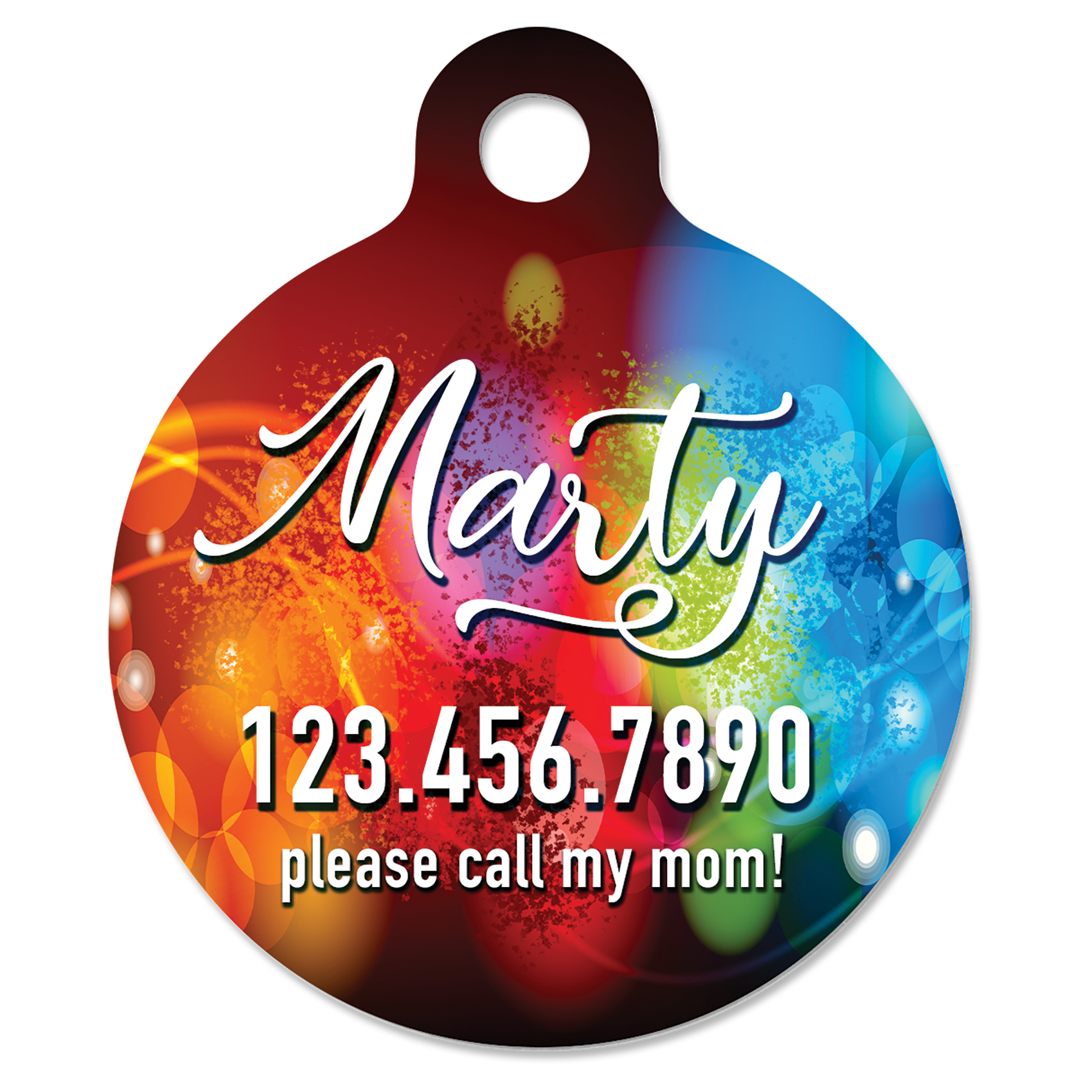 1 1/4" Gloss White Sublimatable Aluminum Round Pet Tag with Tab