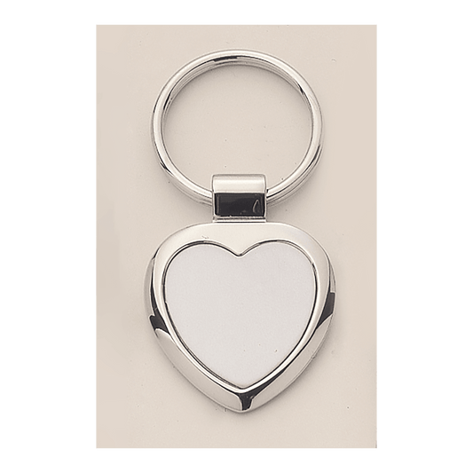 1 1/4" x 2 1/2" Polished Silver Key Ring with Matte Silver Engravable Insert