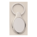1 1/2" x 3" Polished Silver Key Ring with Matte Silver Engravable Insert