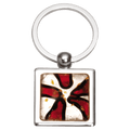 Red 1 1/4" x 2 3/4" Art Glass Decorated Key Ring