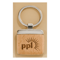 1 1/8" x 1 1/2" Silver Key Ring with Maplewood Insert