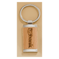 7/8" x 1 1/4" Rectangle Silver Key Ring with Maplewood Insert
