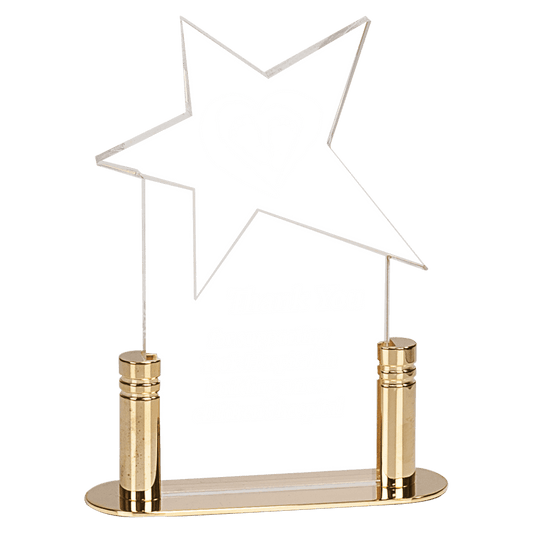 Small Clear Star Acrylic with Brass Base