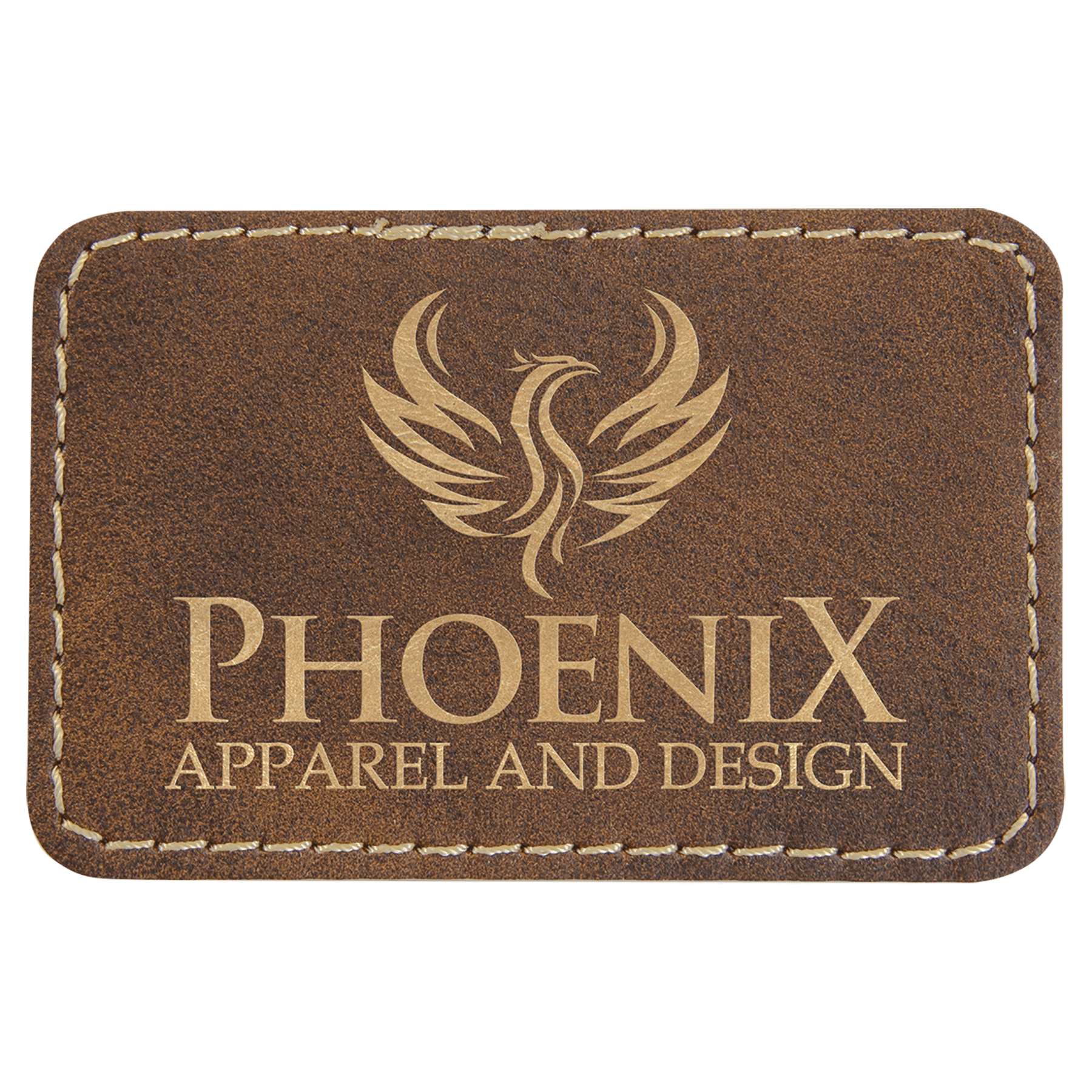 3" x 2" Rectangle Rustic/Gold Laserable Leatherette Patch with Adhesive