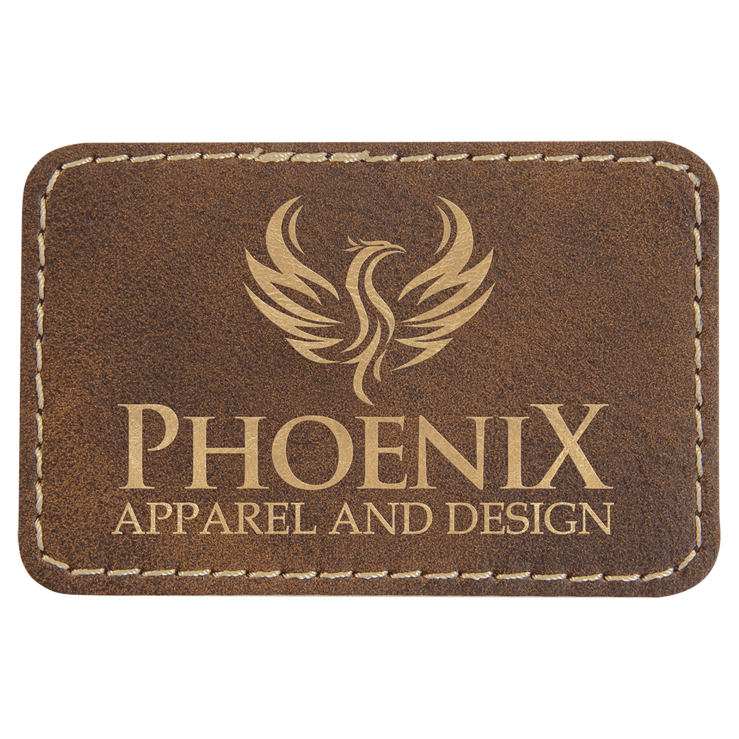 Rustic/Gold 3" x 2" Rectangle Laserable Leatherette Patch with Adhesive