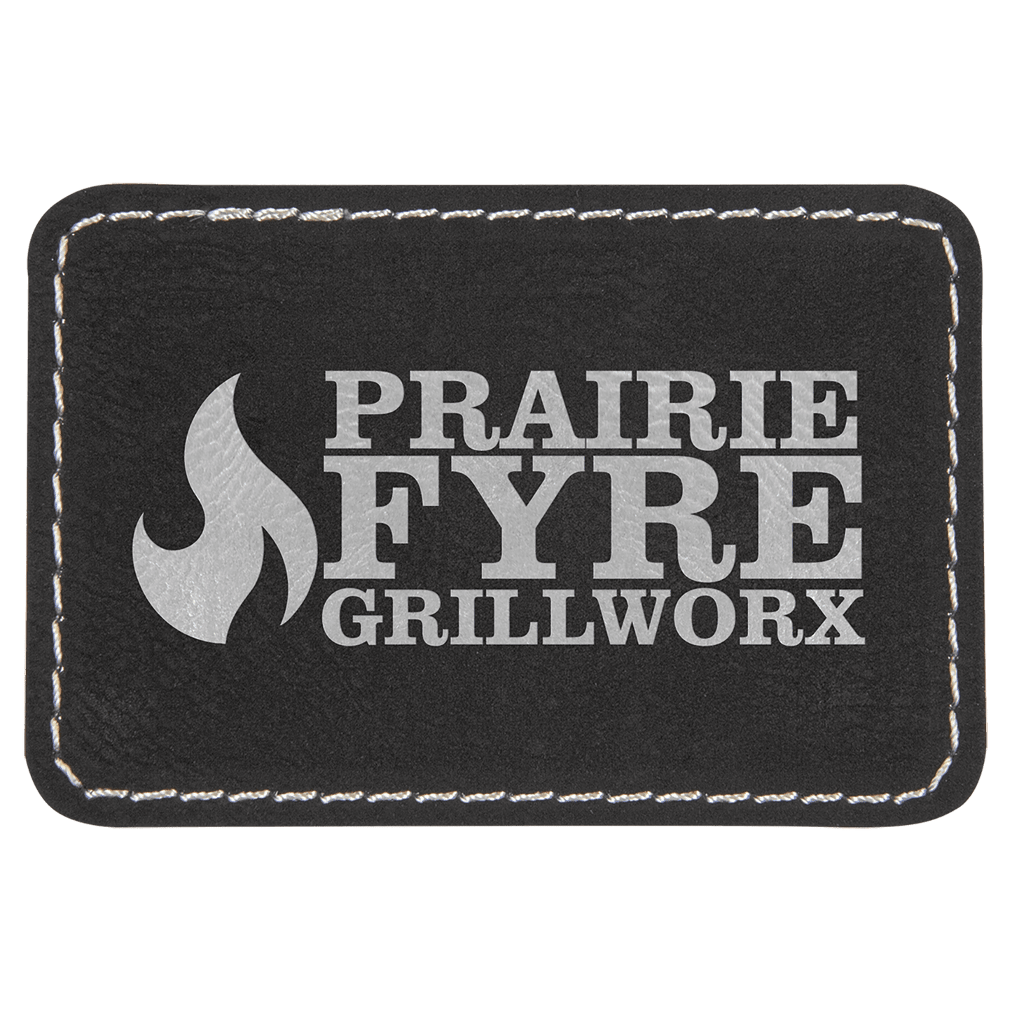 Black/Silver 3" x 2" Laserable Leatherette Rectangle Patch with Kota Pro Adhesive