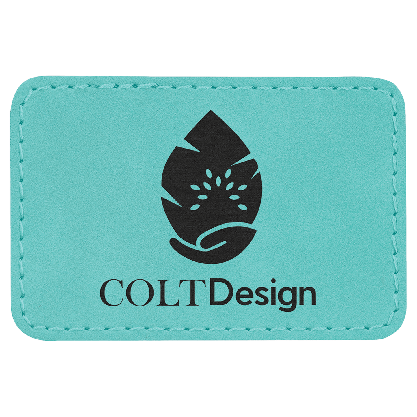 Teal 3" x 2" Laserable Leatherette Rectangle Patch with Kota Pro Adhesive