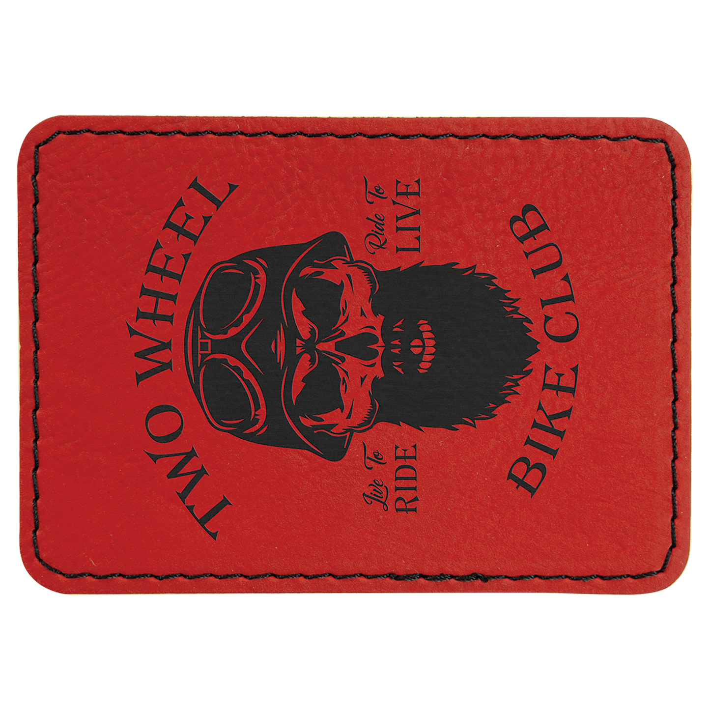 Red 3 1/2" x 2 1/2" Rectangle Laserable Leatherette Patch with Adhesive