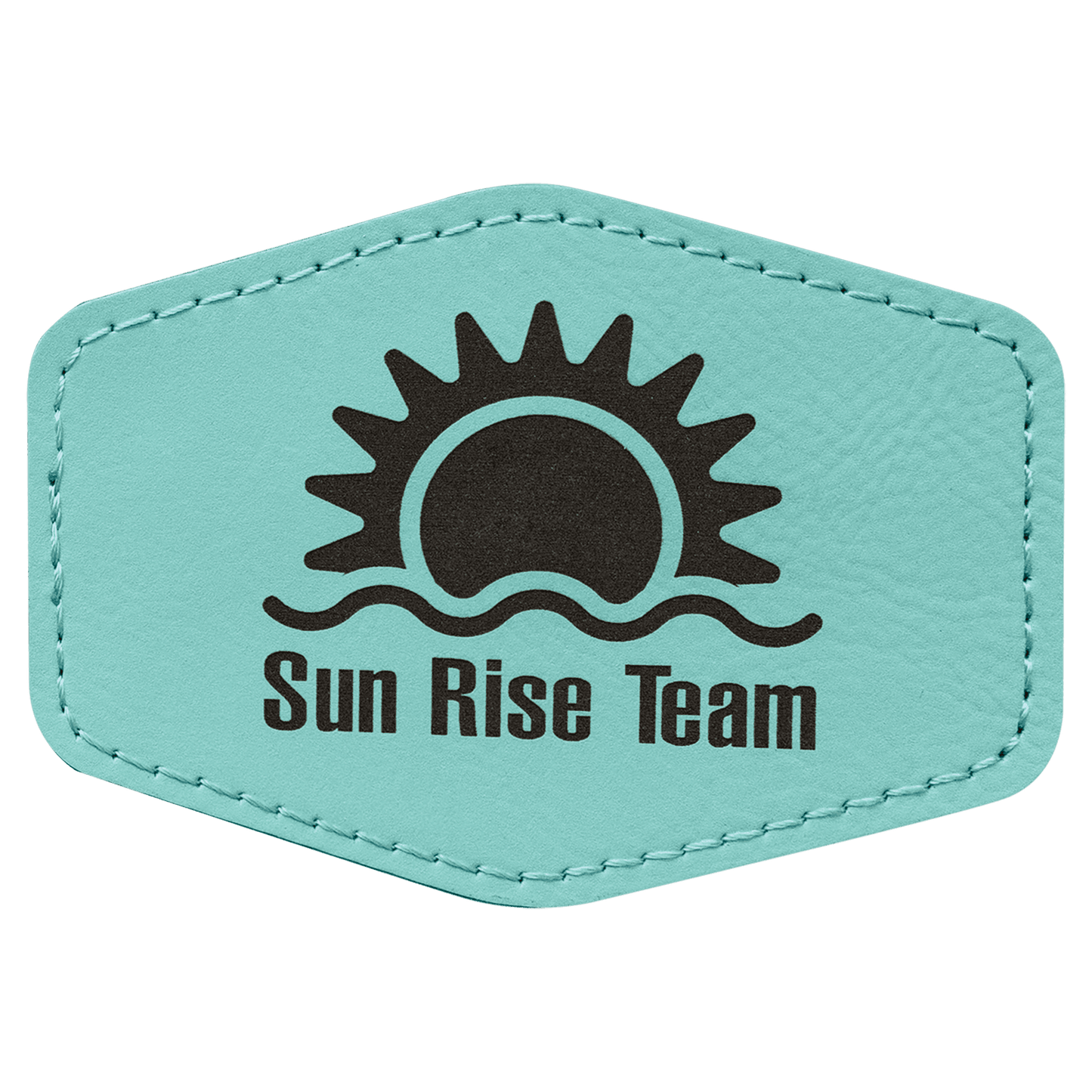 Teal 3 1/2" x 2 1/2" Hex Laserable Leatherette Patch with Adhesive