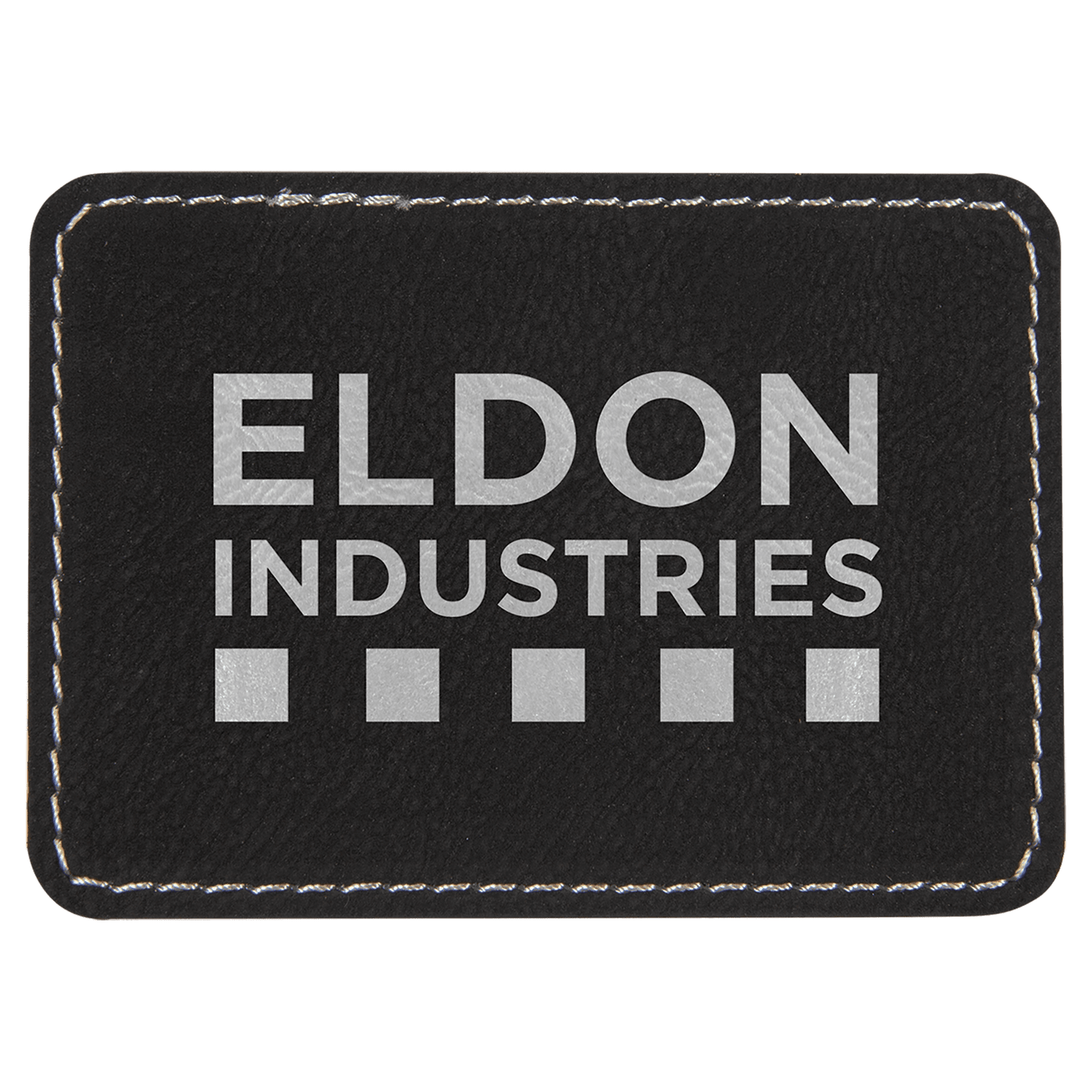 Black/Silver 3 1/2" x 2 1/2" Laserable Leatherette Rectangle Patch with Kota Pro Adhesive