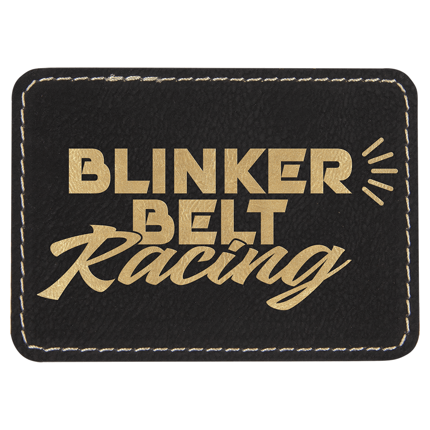 Black/Gold 3 1/2" x 2 1/2" Laserable Leatherette Rectangle Patch with Kota Pro Adhesive