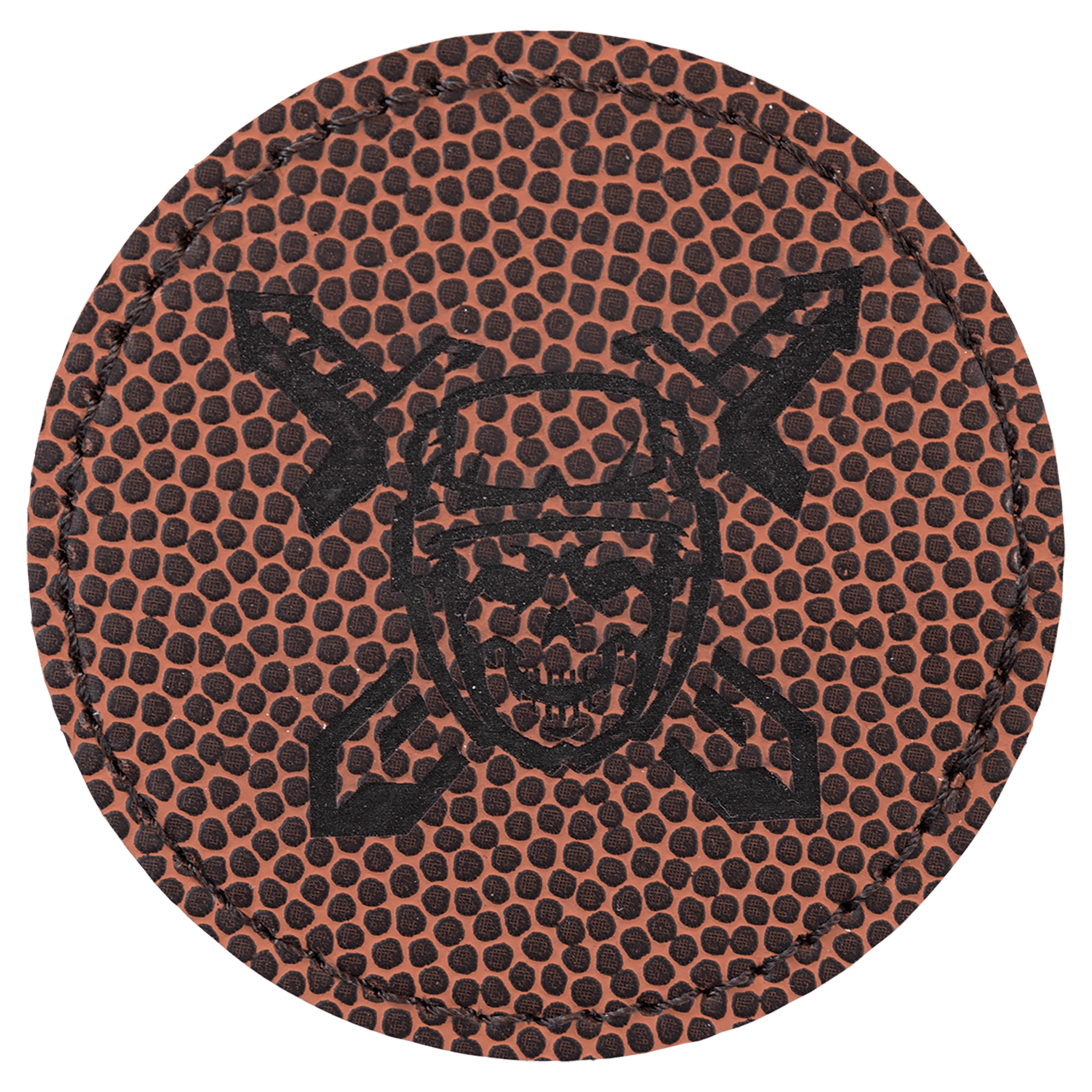 Football 2 1/2" Round Laserable Leatherette Patch with Adhesive